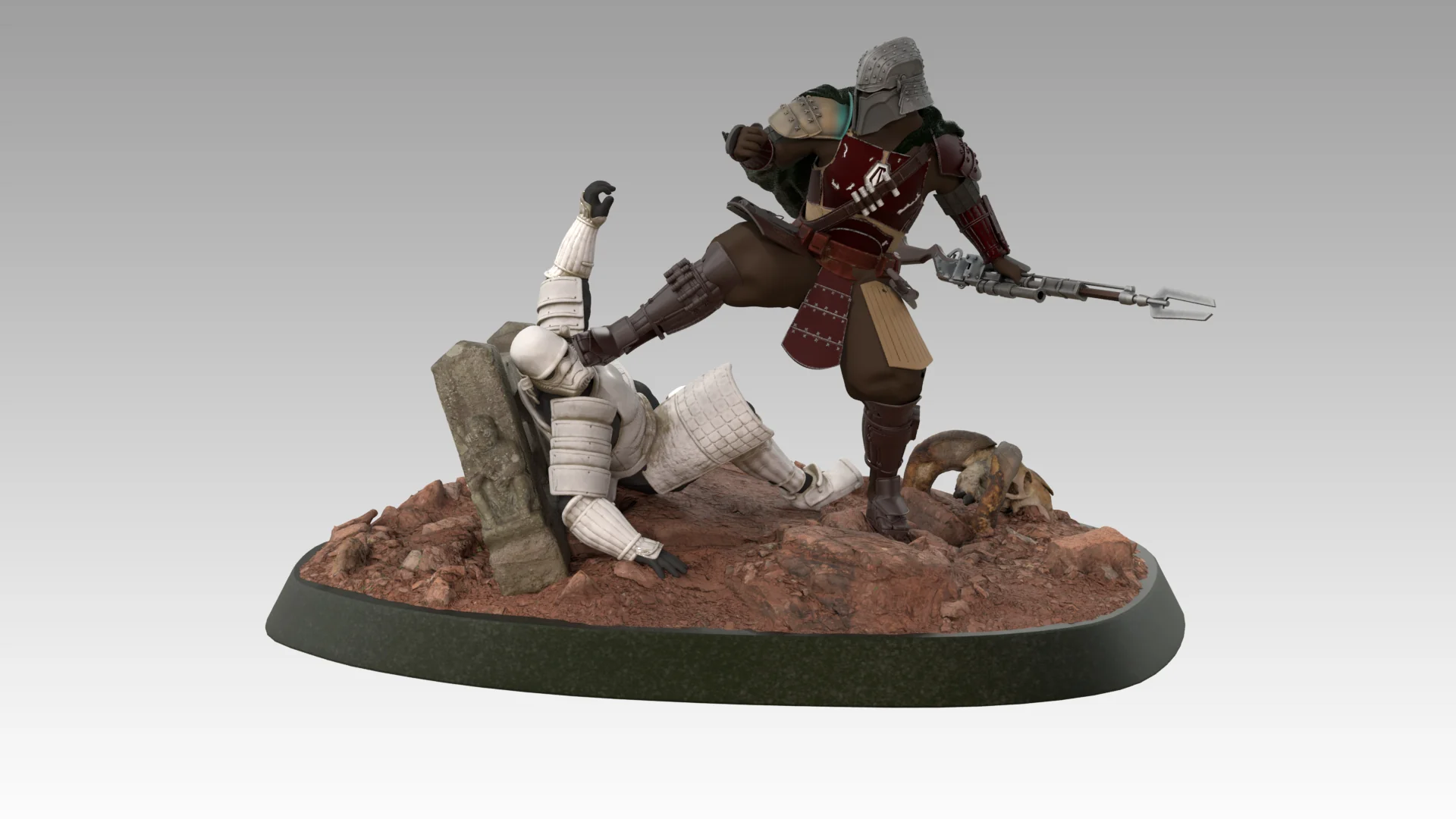 Mandalorian Samurai Statue STL - Image 13