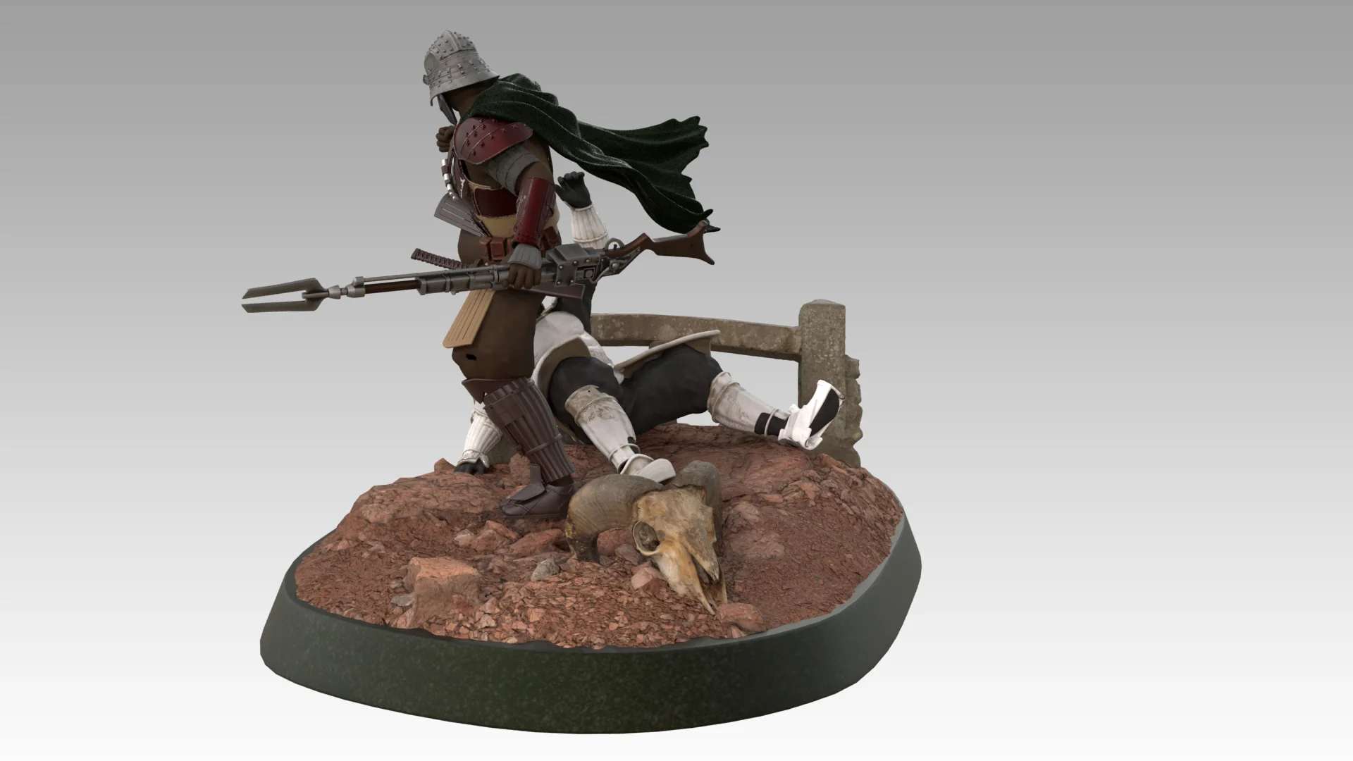 Mandalorian Samurai Statue STL - Image 15