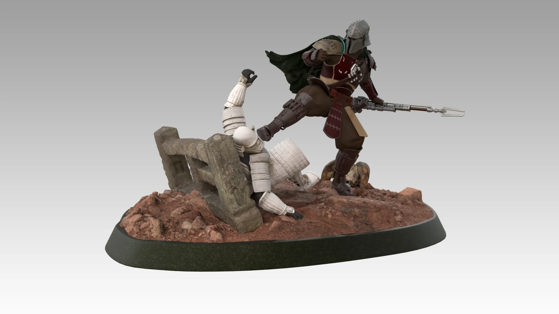 Mandalorian Samurai Statue STL - Image 18